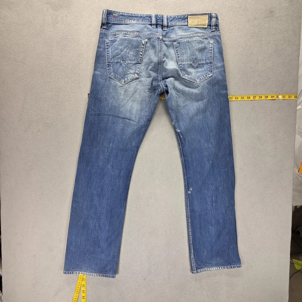 Diesel Jeans Mens 32x32 Blue Viker Straight Distressed Made In Italy 008MZ